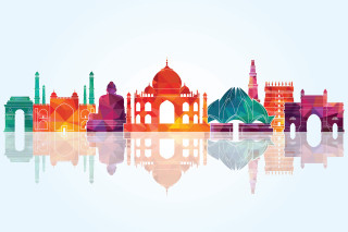 Colorful city skyline water reflection - a reflection free wallpaper