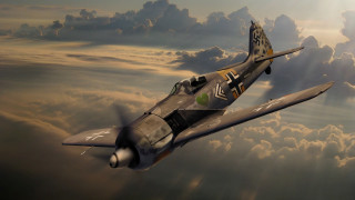 Fighter jet cloudy sky sunlight - dieselpunk free wallpaper