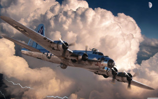 Plane flying cloudy sky moon - a cloudy sky free wallpaper