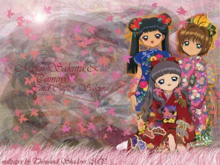 Anime girls field stars pink - three anime girl free wallpaper