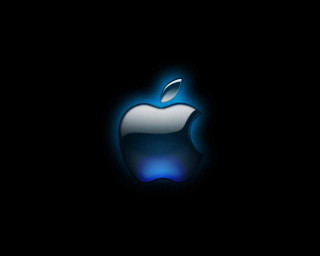 Apple logo black background blue - a blue light free wallpaper
