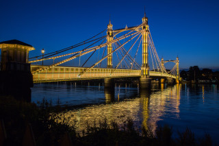 Bridge water lights nighttime view - christo free wallpaper
