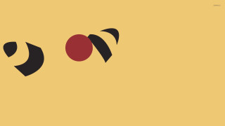 Red dot yellow background black - free minimalism wallpaper