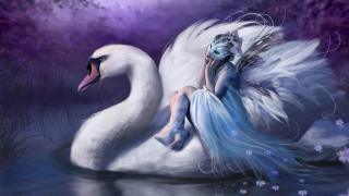 Swan blue dress wings painting - a blue dress free wallpaper