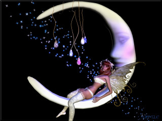 Fairy crescent butterfly lights darkfantasy - a fairy free wallpaper