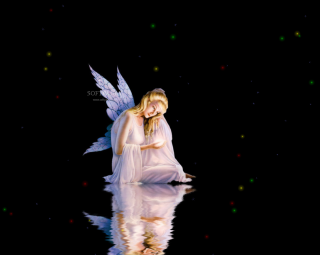 Fairy sitting water wings reflection - a fairy free wallpaper