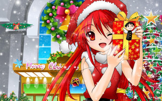Girl santa hat present christmas - present free wallpaper