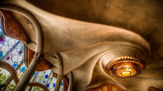 Stained glass chandelier ceiling fan - cubist free wallpaper
