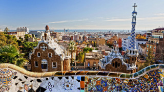 Colorful city architecture statue cross - a cross free wallpaper