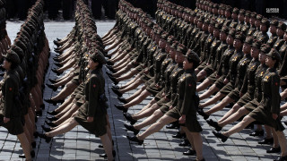 Uniformed group marching formation street - choi buk free wallpaper