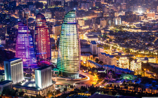 City night tall building rainbow - cyberpunk city free wallpaper