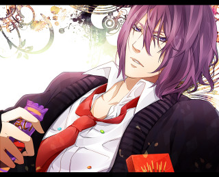 Purple hair man cellphone portrait - vivid free wallpaper