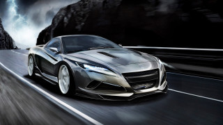 Silver sports car lightning bolt 3 - a lightning bolt in the background free wallpaper