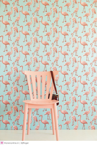 Pink chair flamingo wall purse - bird free wallpaper