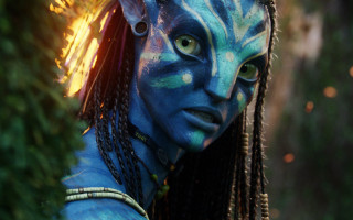 Woman blue makeup dreadlocks green - a green face free wallpaper