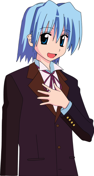 Bluehair purplejacket animegirl smiling schooluniform - purple free wallpaper