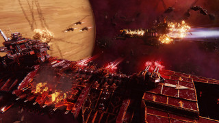 Space station rockets smoke flames - a space station in the background free wallpaper