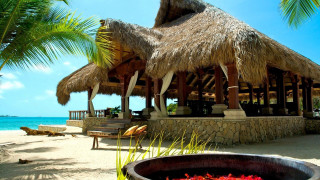 Tiki hut beach fire pit - art free wallpaper for desktop