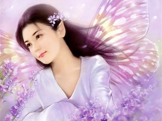 Woman butterfly wings flower hair - an airbrush painting free wallpaper for desktop