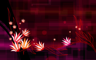 Red pink background flowers leaves - chiho aoshima free wallpaper