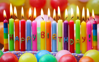 Birthday cake candles balloons happy - bright color free wallpaper