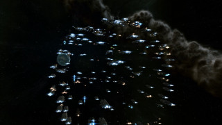 Space station lights smoke sky - a space station free wallpaper