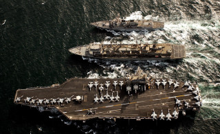 Military ships ocean waves smaller - epic scale free wallpaper