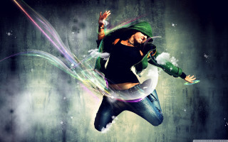 Man flying green hoodie green 2 - graffiti art free wallpaper