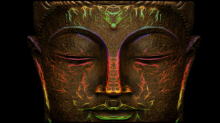 Buddha head psychedelic hologram pattern - psychedelic free wallpaper