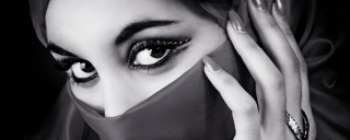 Woman makeup veil closeup blackwhite - her face free wallpaper for desktop
