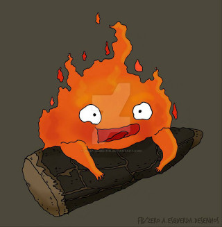 Cartoon fire with face log - a face free wallpaper