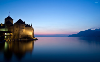 Castle lake mountain dusk light - florianne becker free wallpaper