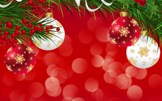 Red ornaments pine snowflakes merry - merry free wallpaper