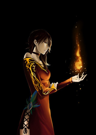 Woman red dress fireball black - a fire ball free wallpaper