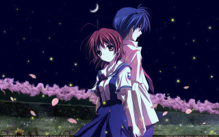 Anime girls field night full - firefly free wallpaper