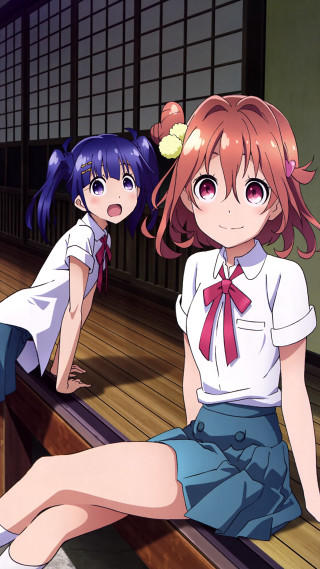 Anime girls bench room window 2 - a bench in a room free wallpaper