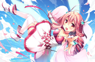 Girl pink umbrella anime outdoors - sots art free wallpaper