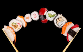 Sushi roll chopsticks circle black - gutai group free wallpaper