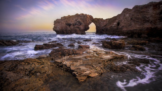 Rocky beach rock arch waves - adobe lightroom free wallpaper