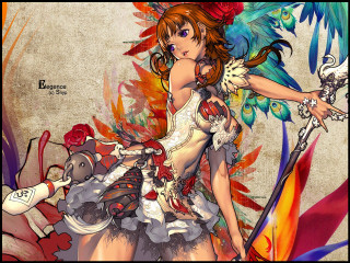 Woman costume sword bird shoulder 2 - a sword and a bird free wallpaper
