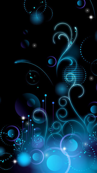 Blue abstract background circles stars - abstract art free wallpaper