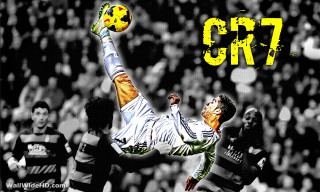 Man jumping catch soccer ball - his leg free wallpaper