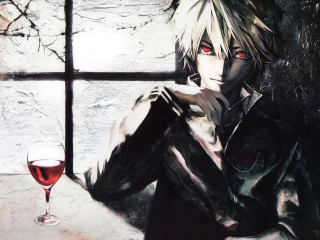 Man holding wine glass window 2 - outside free wallpaper