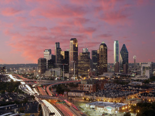 City skyline pink sunset purple - a pink sky free wallpaper