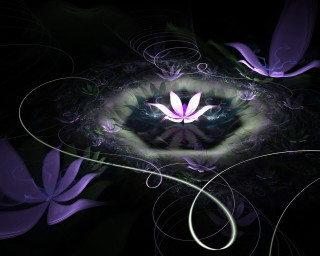 Purple flower green center swirls - a purple flower free wallpaper