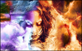 Woman tree sky clouds foreground - a painting of a woman free wallpaper