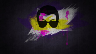 Man sunglasses yellow purple background - a pop art painting free wallpaper