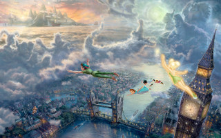 Fairy flying city clock tower - cliff childs free wallpaper