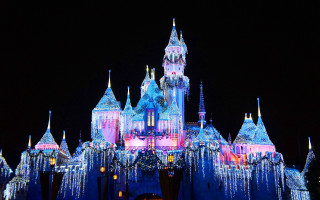 Castle lights night clock beautiful - night time free wallpaper for desktop