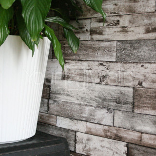 White vase green leaves brick - green leaf free wallpaper